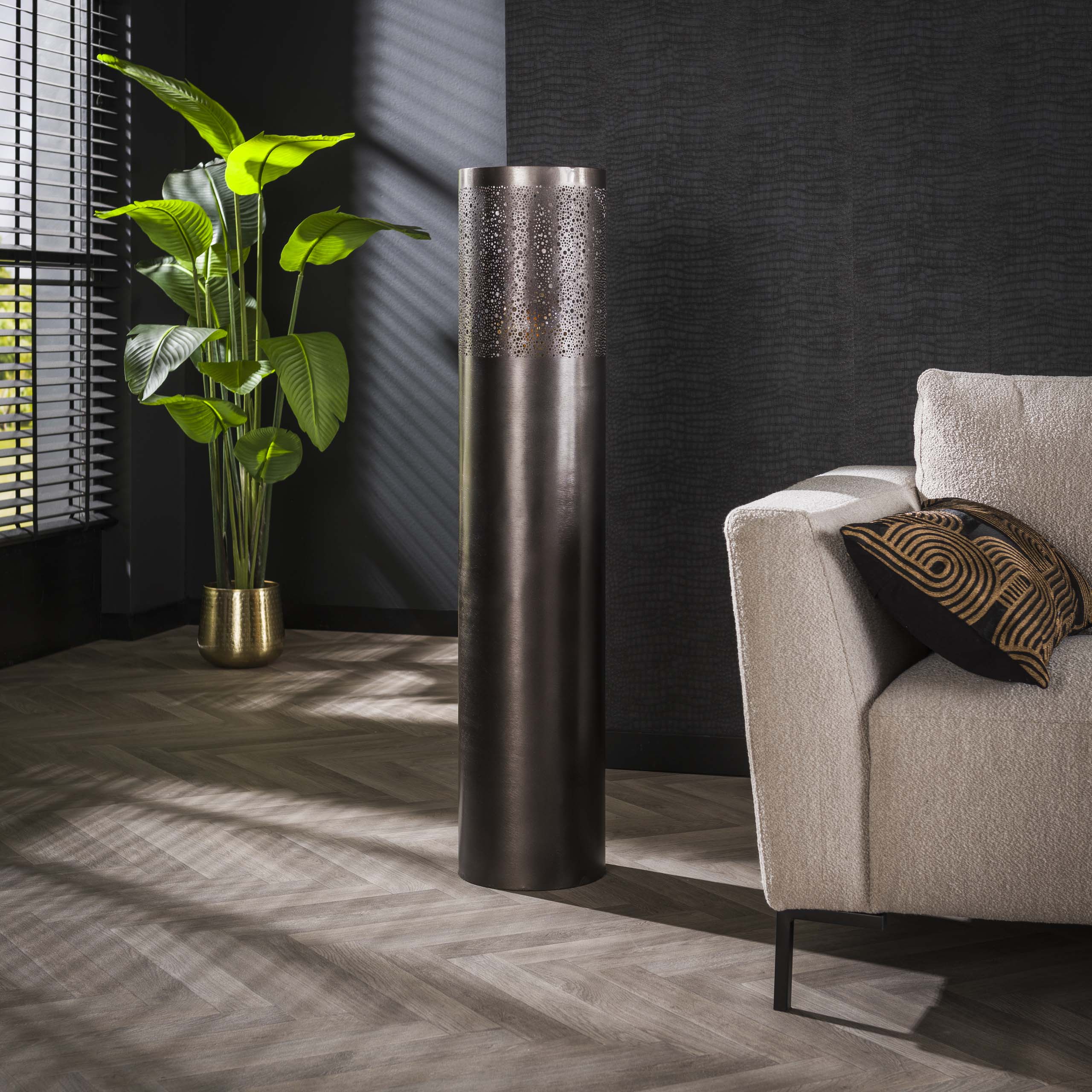 Stehleuchte „Cylinder Glow“ 1-flammig 120 cm – Schwarznickel